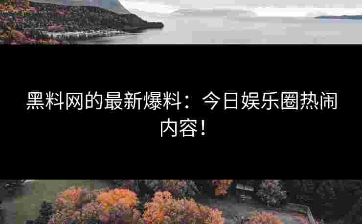黑料网的最新爆料：今日娱乐圈热闹内容！