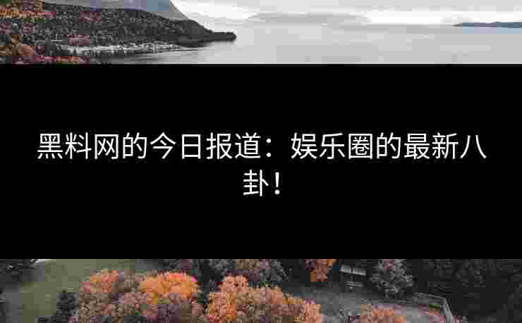 黑料网的今日报道：娱乐圈的最新八卦！