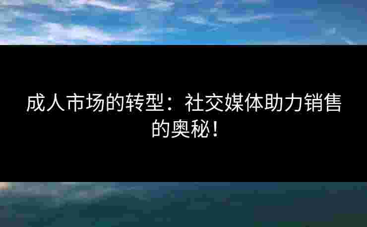 成人市场的转型：社交媒体助力销售的奥秘！